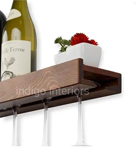 Indigo interiors Wall Mounted Wine Glass Rack Wooden Wine Glass Hanging Rack for Kitchen Storage Wine Glass Rack Wall Mounted. - Image 3