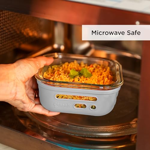 GLASAFE Glass Lunch Box for Office w/t Air Tight Glass lid & Protective Silicone Sleeve | Tiffin Box for Men & Women | 100% Borosilicate Glass | Microwave & Dishwasher Safe | 320ml (Grey) - Image 3