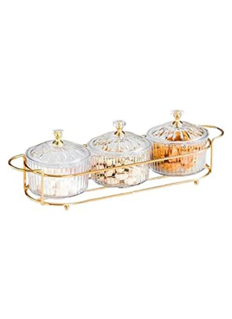 Nut and Candy Serving Tray Set of 6 Storage Bowls Tray with Lid and Gold Plated Shelf Snack Platter for Home Party Light luxury Style Acrylic Serving Tray for Home Decoration (Set of 6)