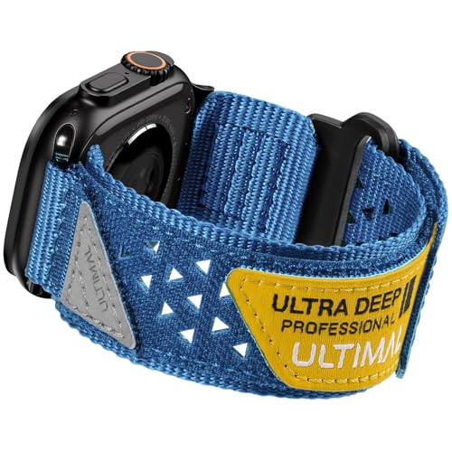ULTIMAL Compatible witch Apple Watch 321 Series 1110987654SESE2SE3Nylon StarsStripes Flag Woven Strap for men 49mm 46mm 45mm 44mm Blue - Image 1