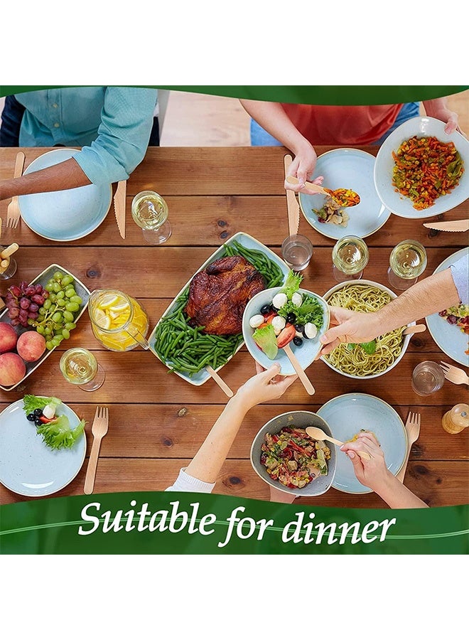 Peachjoy 50pcs Disposable Wooden Cutlery Set, Excellent quality, Eco Friendly Biodegradable & Compostable For Party Picnic Office Wedding & Indoor/Outdoor use, Deep spoons strong forks sharp knives. - Image 2