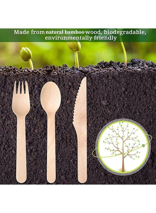 Peachjoy 50pcs Disposable Wooden Cutlery Set, Excellent quality, Eco Friendly Biodegradable & Compostable For Party Picnic Office Wedding & Indoor/Outdoor use, Deep spoons strong forks sharp knives. - Image 4