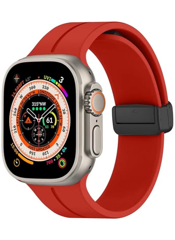 Generic - Magnetic for Apple Watch Ultra Band 49mm 45mm 44mm 41mm 40mm iWatch Bands 38mm 42mm Men/Women,Soft Sport Silicone Replacement Wristband Strap for Apple Watch Band Series 9 8/7/6/5/4/3/2/SE/Ultra 2 - Image 1