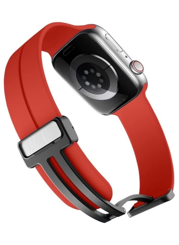 Generic - Magnetic for Apple Watch Ultra Band 49mm 45mm 44mm 41mm 40mm iWatch Bands 38mm 42mm Men/Women,Soft Sport Silicone Replacement Wristband Strap for Apple Watch Band Series 9 8/7/6/5/4/3/2/SE/Ultra 2 - Image 1