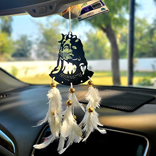 BS AMOR Dream Catcher Car Hanging White Colour Shivji Car Hanging ~ Handmade Hanging Wall Hangings, Garden, Car, Outdoor, Bedroom Pack of 1 - Image 1