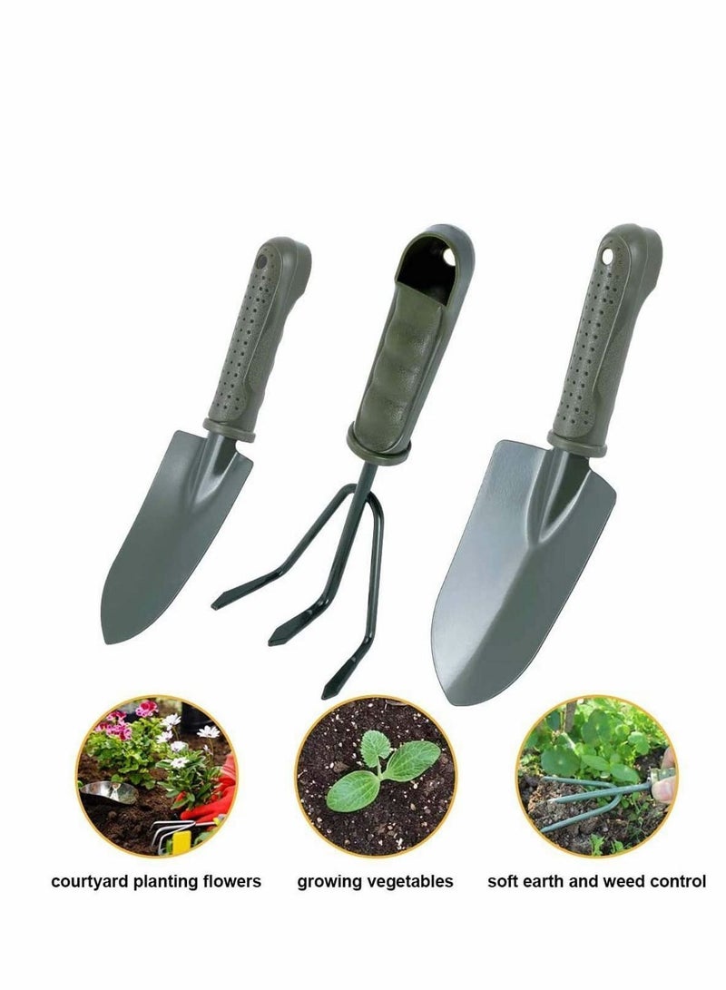 Garden Tools Set, 3 Pcs Gardening Tool Shovel Potting with Plastic Handle, Mini Hand Rake Spade Shovel, Planting, Flowering, Loose Soil, Outdoor