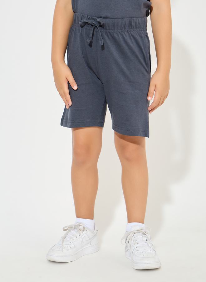 Styli Solid Round Neck T-Shirt & Shorts Set  - Image 5