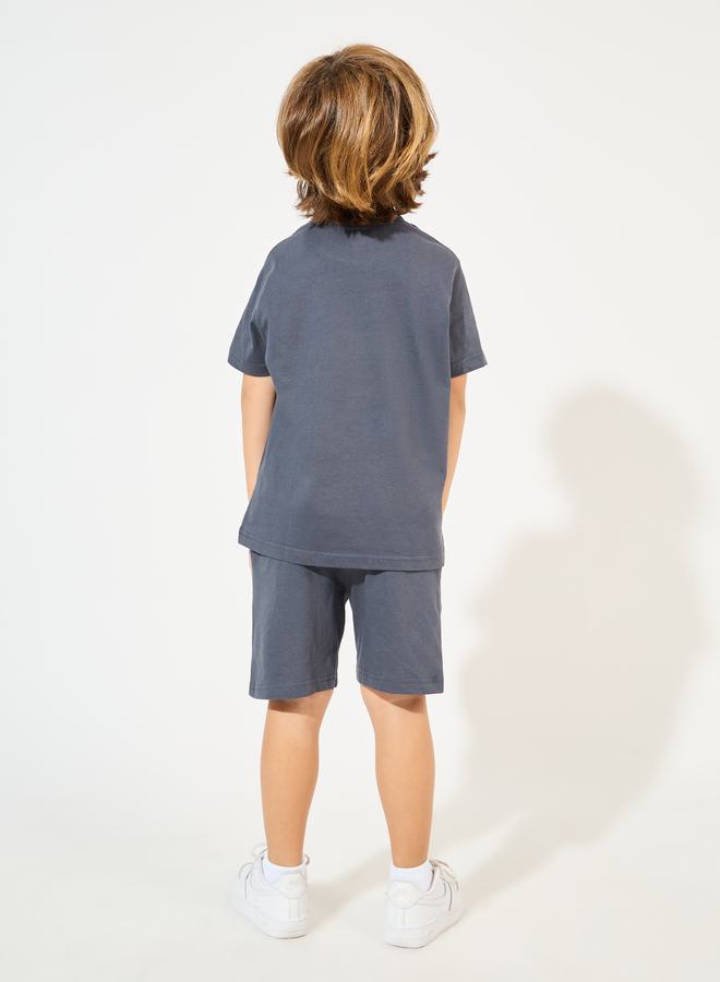 Styli Solid Round Neck T-Shirt & Shorts Set  - Image 4