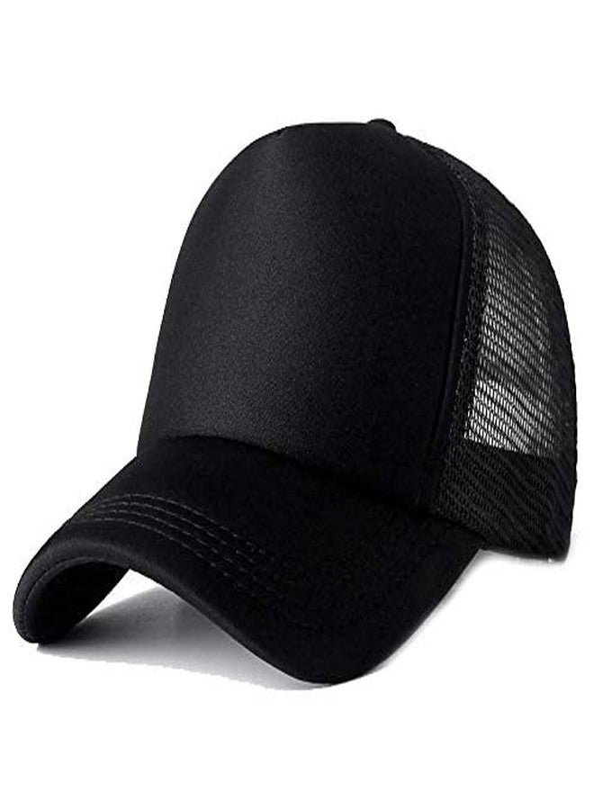 faas Half Net Cap for Men & Women Adjustable Belt Baseball Unisex Solid Black HN-01 - Image 2