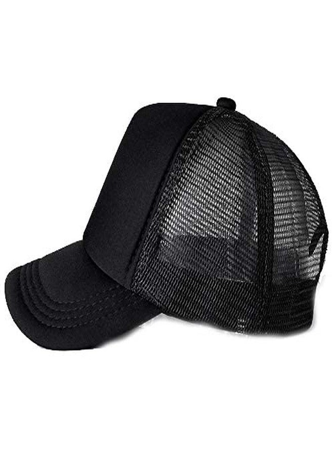 faas Half Net Cap for Men & Women Adjustable Belt Baseball Unisex Solid Black HN-01 - Image 3