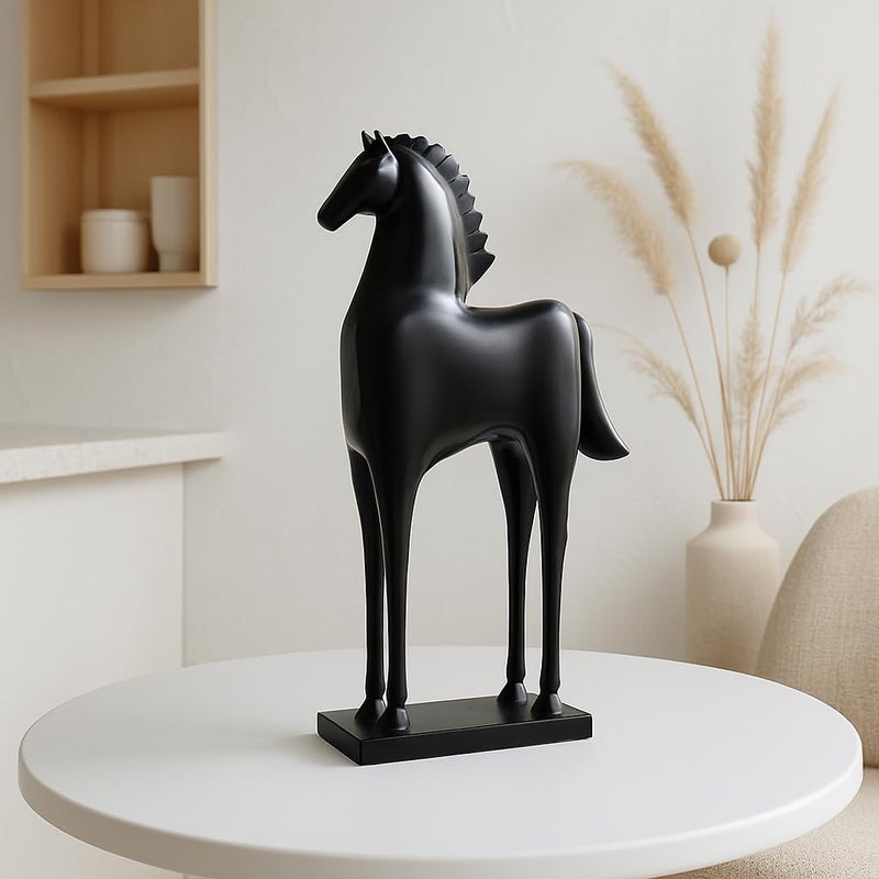 Xtore Elegant Black Horse Figurine | Modern Minimalist Home,Office Decor | Sleek Resin Sculpture | Contemporary Home Accent - Image 4