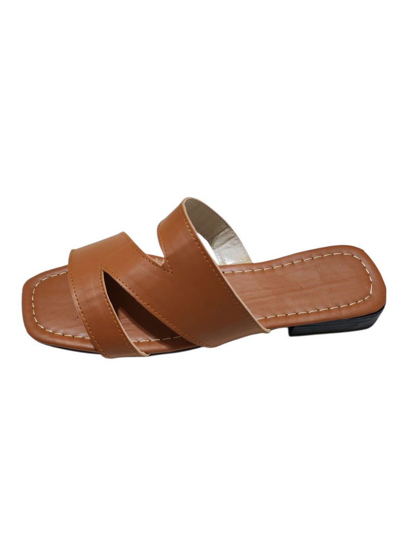 Karisma Flat Squared Toe Slippers With Three Strap Cut Design - Image 3