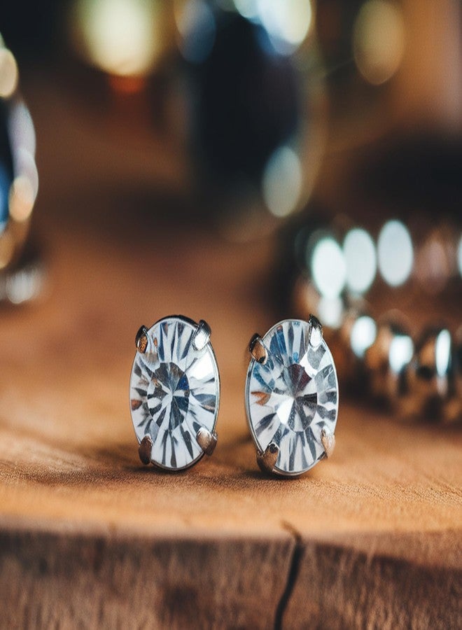 Solidindia Craft Set of 2 Pairs 5mm Silver Crystal Magnetic Clip-On Earrings | No-Piercing Studs for Non-Pierced Ears | Unisex Jewelry for Women & Men - Image 5