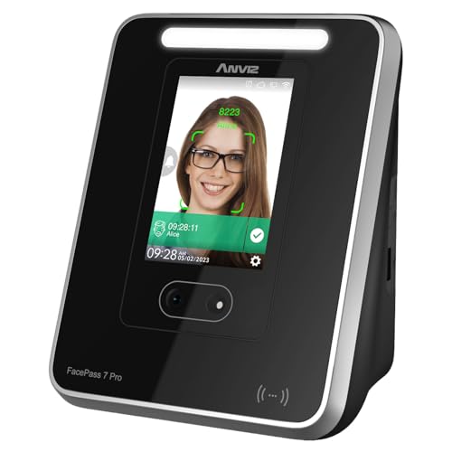 ANVIZ FacePass 7 Pro Cloud-Based Time Clock with Face, RFID, PIN - Free Cloud Software - Biometric Clock In and Out Machine For Employees Small Business - Support Door Access, Touchscreen, 2.4GHz WiFi - Image 1