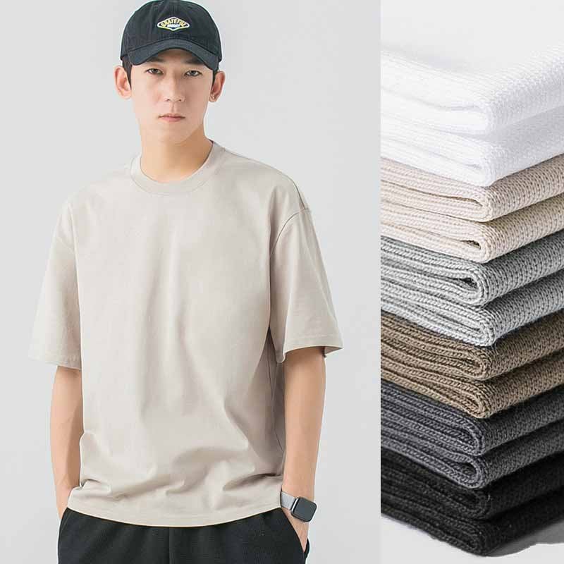 240G Japanese Heavy Cotton Short Sleeve T-Shirt Men'S And Women'S Solid Color White Men'S Blank Shirt Tide Brand Ins Supply - Image 2