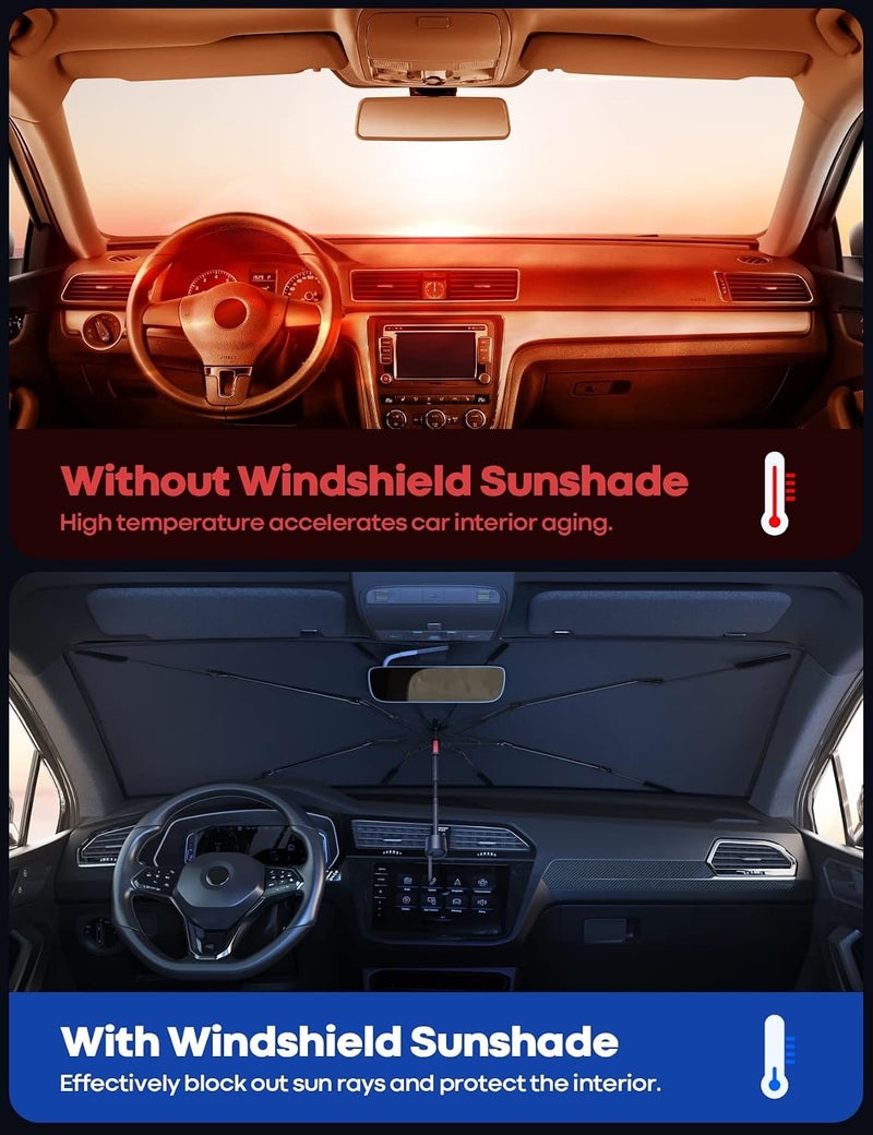 Lamicall Car Windshield Sunshade Umbrella - 52"x31" Foldable UV-Blocking Cover for Sedans & SUVs - Image 3