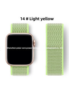 Suitable For Iwatch1-s9 Strap Light Mint/Ocean Blue Nylon Loop Velcro Wristband For Apple Watch Strap-Color:14# Light Yellow-Specifications:42/44/45/49mm