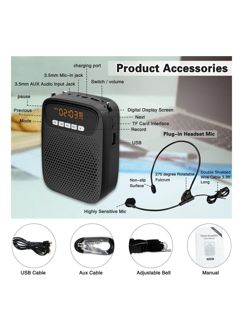 KASTWAVE - Portable Voice Amplifier, Mini Voice Amplifier Wired Headset Microphone Speaker Set for Teachers 15W Rechargeable Lightweight Personal Mic for Classroom, Tour Guides, Instructors and Presentation - Image 1