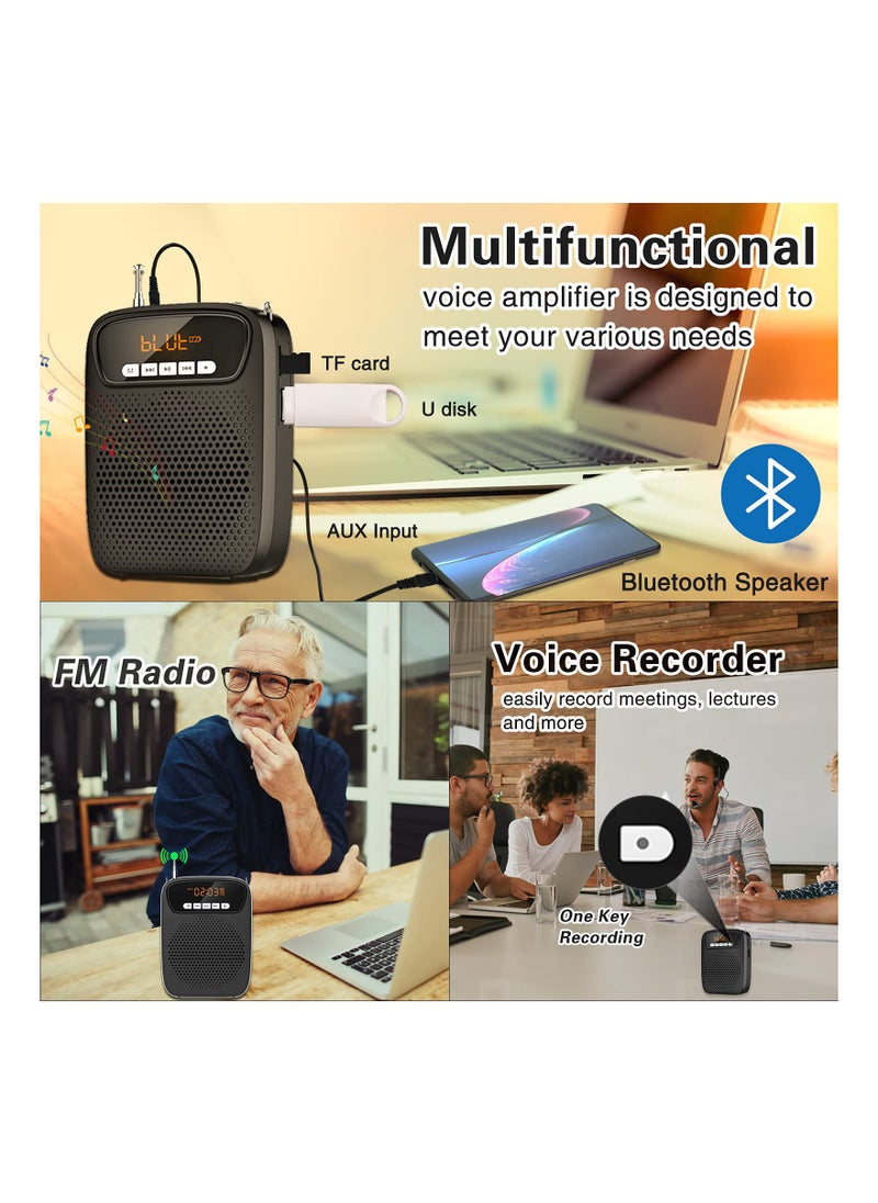 KASTWAVE - Portable Voice Amplifier, Mini Voice Amplifier Wired Headset Microphone Speaker Set for Teachers 15W Rechargeable Lightweight Personal Mic for Classroom, Tour Guides, Instructors and Presentation - Image 1