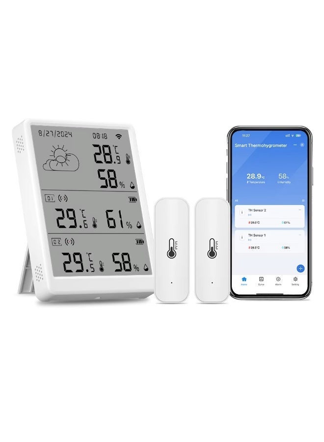 BlueFire Smart WiFi 433MHz Temperature & Humidity Sensor with Gateway, Smart Life App Control, High Precision ±0.3°C / ±3%RH, Indoor Home Climate Monitor, USB-C Powered Hub with RF 433 + Bluetooth + WiFi, Works with Android & iOS - Image 1
