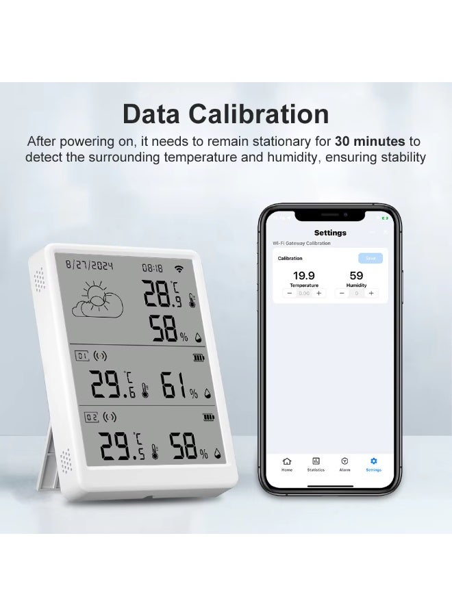 BlueFire Smart WiFi 433MHz Temperature & Humidity Sensor with Gateway, Smart Life App Control, High Precision ±0.3°C / ±3%RH, Indoor Home Climate Monitor, USB-C Powered Hub with RF 433 + Bluetooth + WiFi, Works with Android & iOS - Image 3