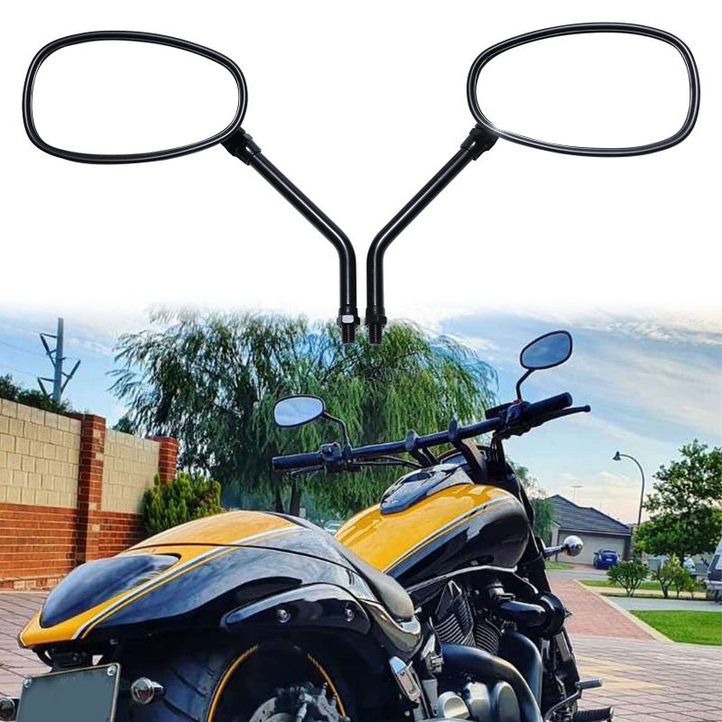 Rich Choices 10MM Black Motorcycle Handlebar Rearview Side Mirrors Compatible with Honda Kawasaki Suzuki Cruiser Scooter Black