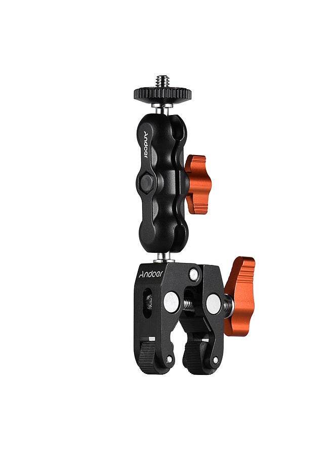 ANDOER Multi-functional Clamp Ball Mount Clamp Articulating Friction Arm Super Clamp with 1/4 Inch Screw for GPS Monitor LED Video Light Flash Light Microphone  - Image 1