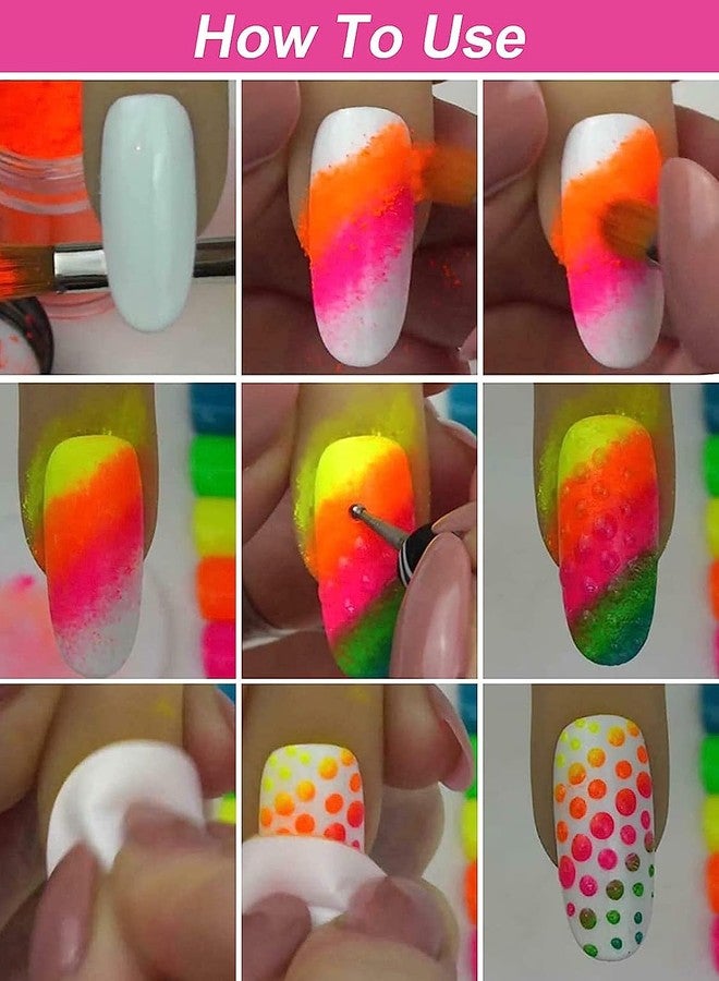 AISHU 12 Colors Fluorescent Powder Pigment Nail Powder, Color Nail Pigments Dust Nail Glitter, Neon Pigment Eyeshadow Powder for Halloween/Christmas Makeup Nail Art Decoration - Image 4