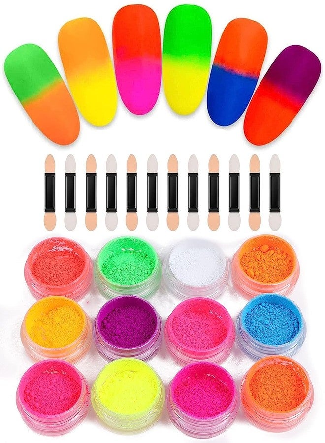 AISHU 12 Colors Fluorescent Powder Pigment Nail Powder, Color Nail Pigments Dust Nail Glitter, Neon Pigment Eyeshadow Powder for Halloween/Christmas Makeup Nail Art Decoration - Image 3