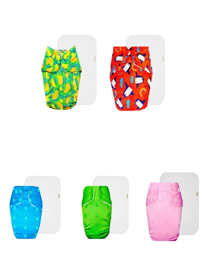 Dumbledo Premium Cloth Diaper with Cotton Insert (Pack of 5) | Soft & Gentle | Breathable | Adjustable Snaps | Perfect for Indian Summers | 3 Months - 3 Years | Unisex Baby - Image 1