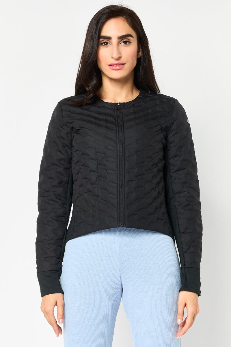 Nike جاكيت جري طويل الأكمام للنساء، قياس قياسي، أسود - Image 1