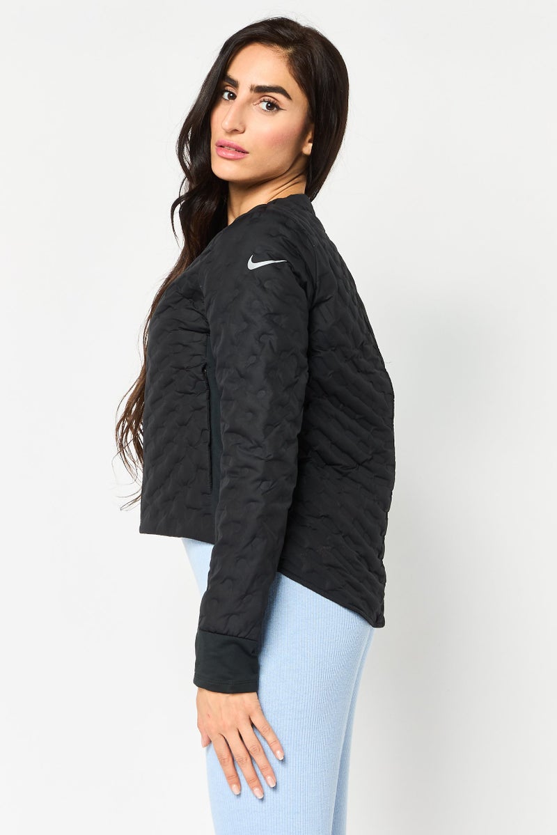 Nike جاكيت جري طويل الأكمام للنساء، قياس قياسي، أسود - Image 2