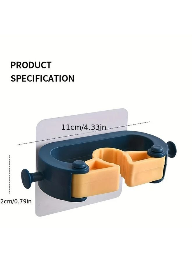 2pcs Dark Blue Wall Mounted Mop Holder Adhesive Suction Cup No Drill Installation - Image 4