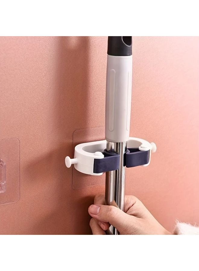 2pcs Dark Blue Wall Mounted Mop Holder Adhesive Suction Cup No Drill Installation - Image 5