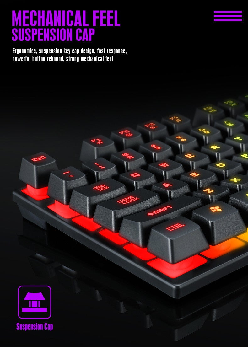 LED Gaming Keyboard and Mouse Set with Mechanical Feel, Water-Resistant Design, Black - Image 4