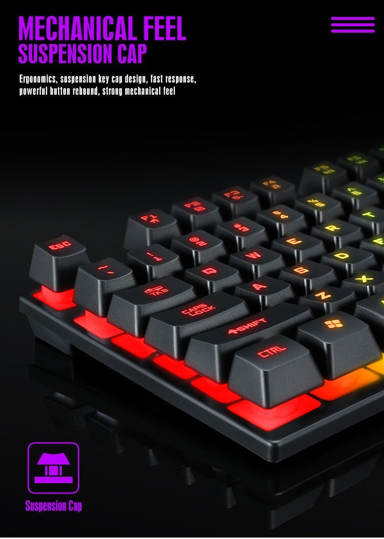 LED Gaming Keyboard and Mouse Set with Mechanical Feel, Water-Resistant Design, Black - Image 5