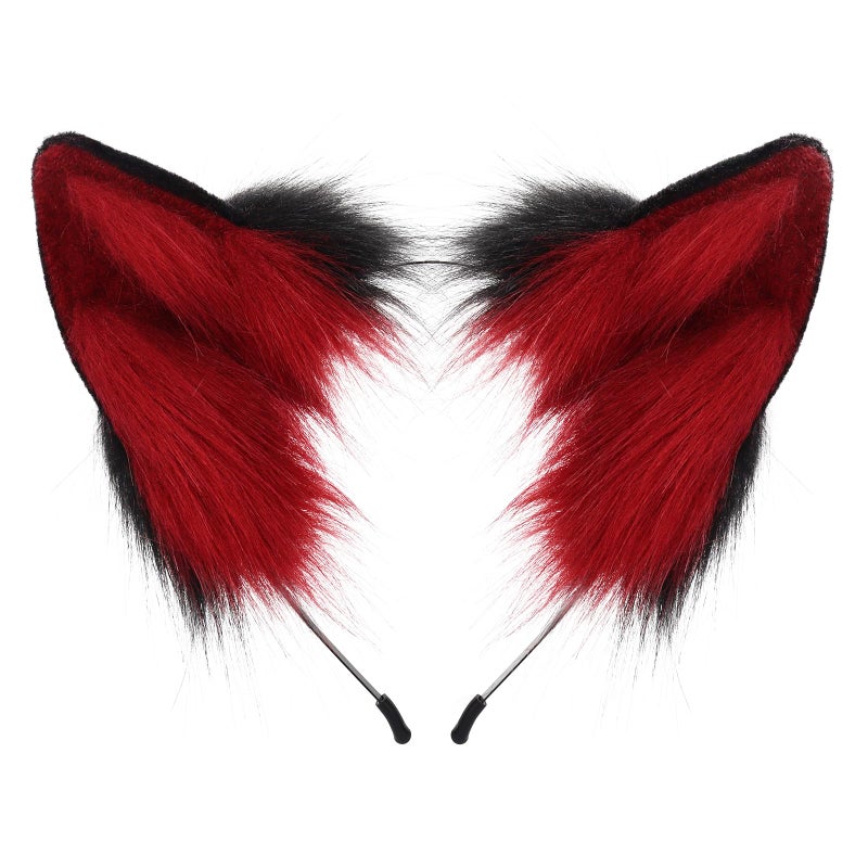 hbbhml Furry Animal Cat Fox Tail Faux Fur Wolf Ear Headband Leather Neck Chocker Costume Set for Party Halloween Cosplay - Image 4