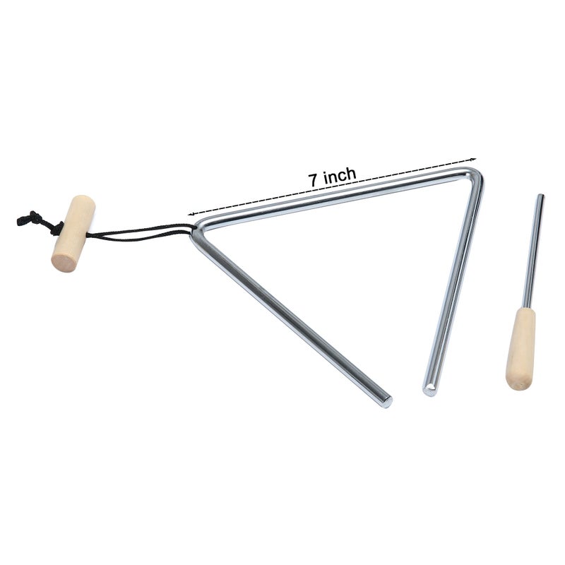 Mihey آلة مثلث موسيقي 7 بوصة، جرس قرع مثلث فولاذي مع ضارب - Image 3