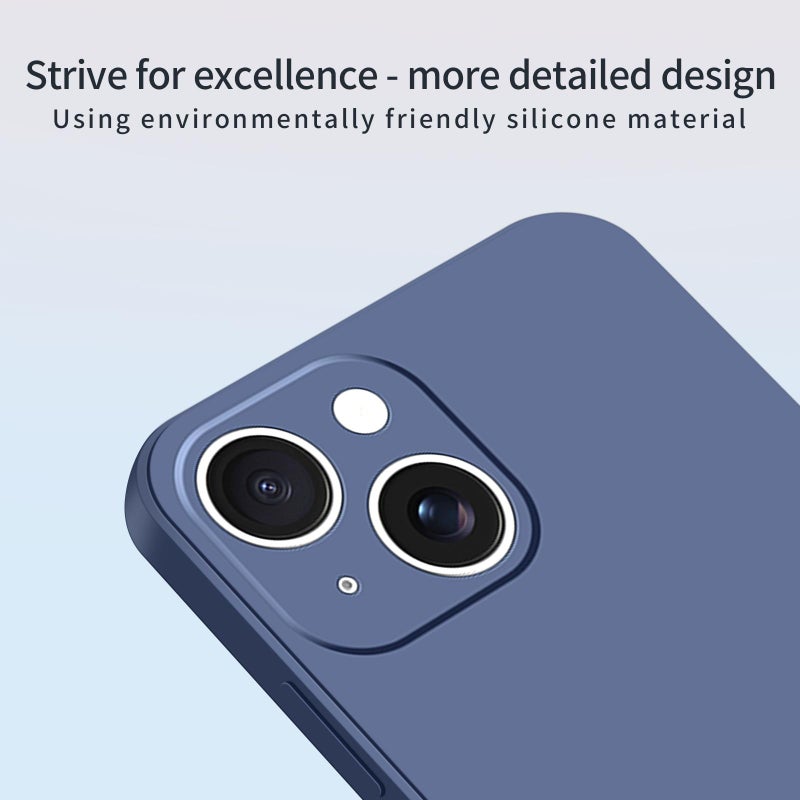 موفي جراب هاتف ناعم من السيليكون السائل لهاتف iPhone 14 (رمادي أزرق) - Image 5