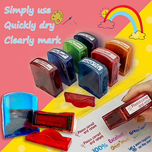Bertiveny Teacher Stamps for Grading Classroom,Parent Signature Teacher Self-Inking Stamp Set for Homework Teacher Supplies with 8 pcs - Image 3