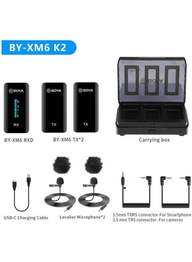 Boya BY-XM6-K2 2.4GHz Dual-Channel Wireless Microphone with Charging Box 1+2 - Image 4