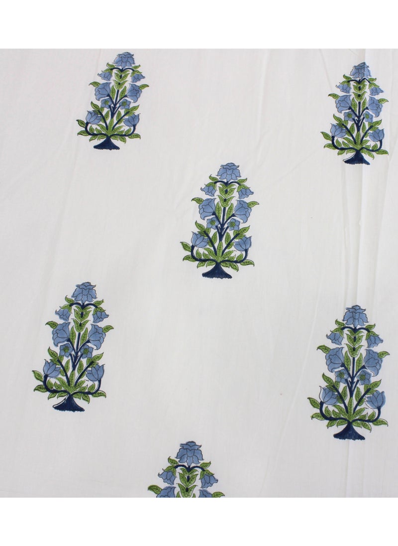 MARHABA CURTAIN 100% Cotton Jaipuri Handblock Print Double Bed Sheet with 2 Pillow Covers Premium Quality, Soft, Breathable (CREAMLILLY 07)  - Image 5