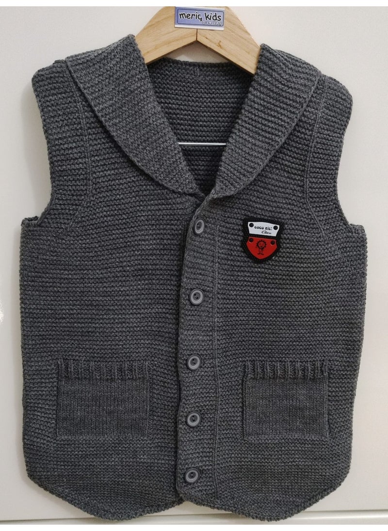 Meriç Bebe - Baby Boy and Child Seasonal Embroidered Buttoned Ata Knitwear Vest - Image 1