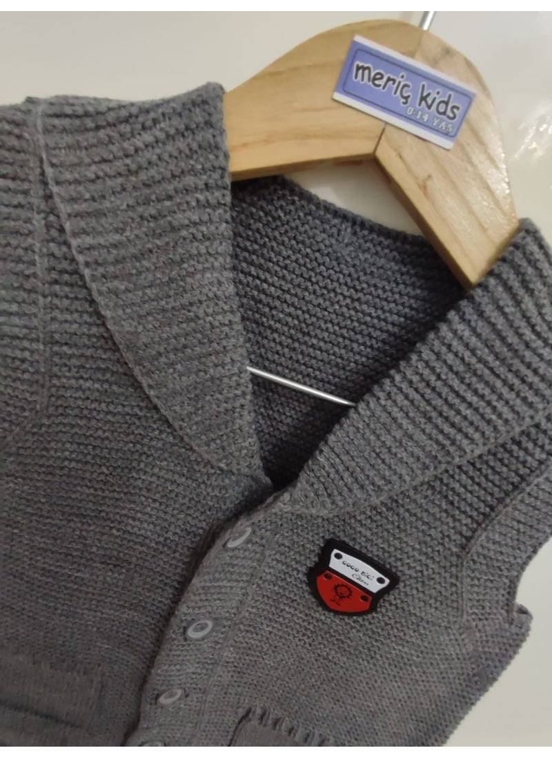 Meriç Bebe - Baby Boy and Child Seasonal Embroidered Buttoned Ata Knitwear Vest - Image 1