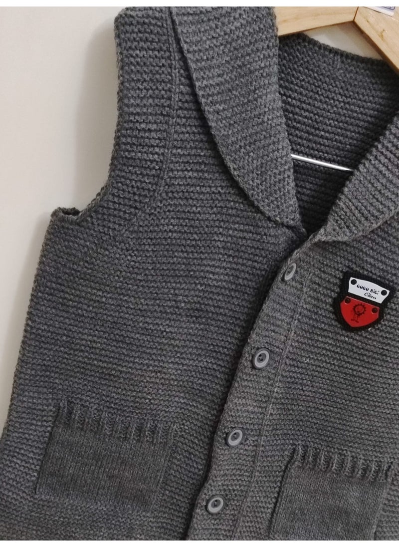 Meriç Bebe - Baby Boy and Child Seasonal Embroidered Buttoned Ata Knitwear Vest - Image 1