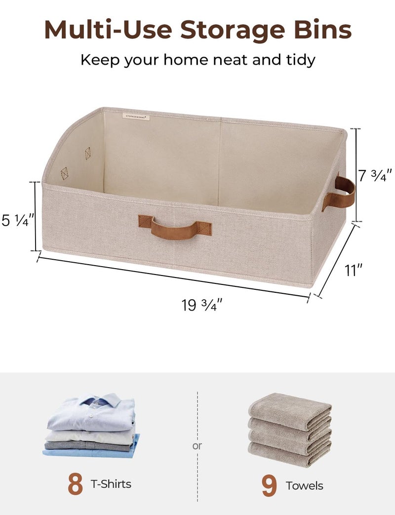 StorageWorks Closet Storage Bins, Trapezoid Organizer Box for Shelves, Fabric Clothes Bin, Foldable Organizing Baskets with Handles, Large, Brown and Beige, 3-Pack - Image 2