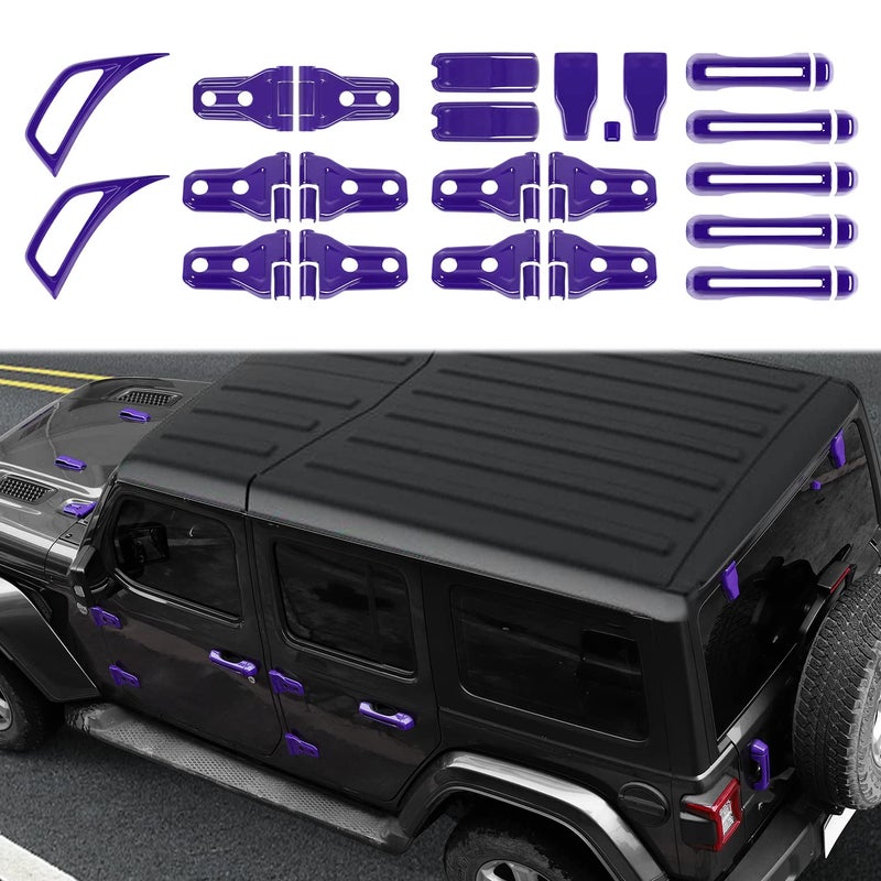 Linskip Full Body Exterior Accessories for 20182025 2026 Jeep Wrangler JL 4xe 4 Door Front Engine HoodSide Door HingeRear WindowSide FenderDoor Handle Full Set Purple 22Pcs - Image 2