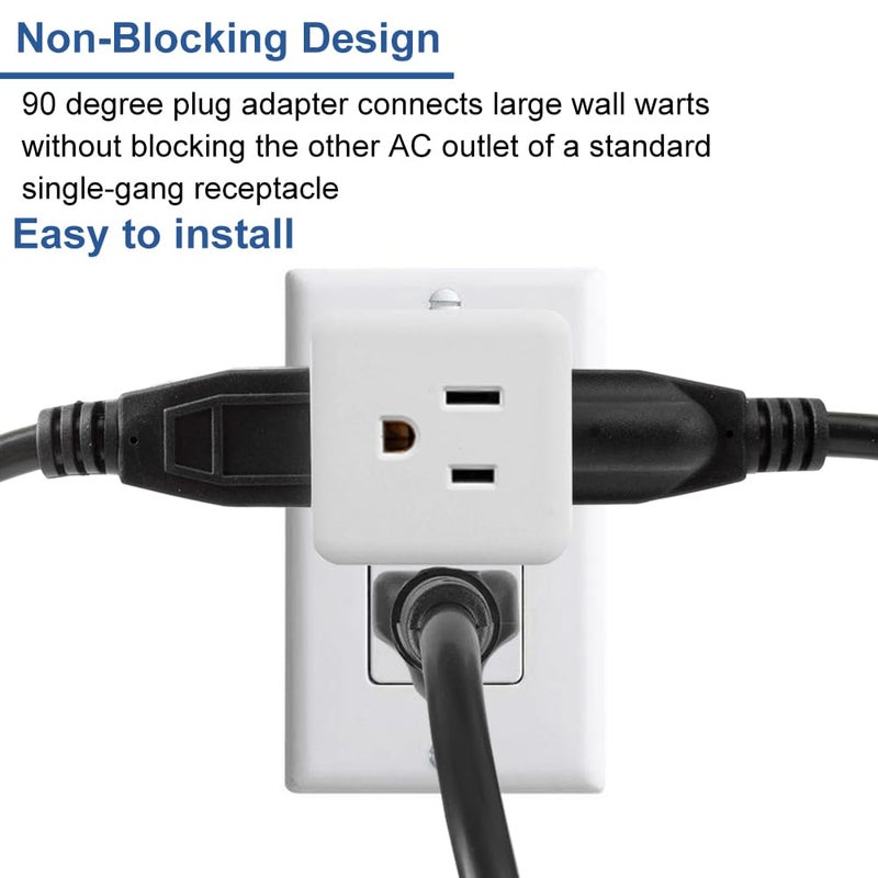 PaeorRorL Outlet Splitter 3 Prong,3 Outlet Wall Adapter,Cube Tap Plug Extender,3 Way Wall Outlet Adapter,Multiple Plug Expander,UL Listed,White,2 Pack - Image 4