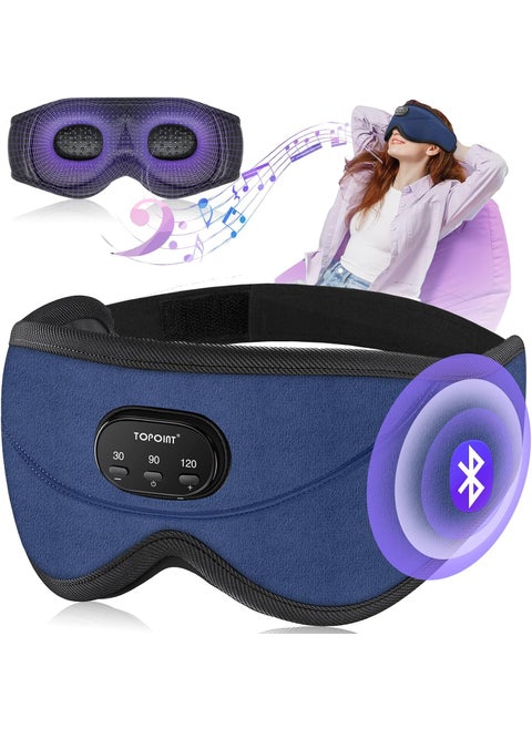 TOPOINT Sleep Mask with Bluetooth Headphones, 3D Eye Mask for Sleep Headphones with White Noise, Total Blackout, 5.4 Bluetooth, Timer, 15 Hours for Women Men, Travel, Meditation, Nap, CPAP Users