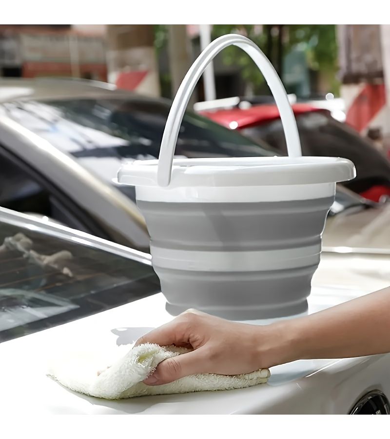 Multi Functional Large Capacity Foldable Storage Bucket 5 Liters White Grey For Kitchen Camping Fishing Road Trips Holiday Graduation Gift - Image 3